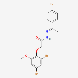 molecular formula C17H15Br3N2O3 B11556401 N'-[(1E)-1-(4-bromophenyl)ethylidene]-2-(2,4-dibromo-6-methoxyphenoxy)acetohydrazide 