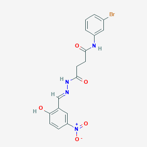molecular formula C17H15BrN4O5 B11556470 N-(3-bromophenyl)-4-[(2E)-2-(2-hydroxy-5-nitrobenzylidene)hydrazinyl]-4-oxobutanamide 