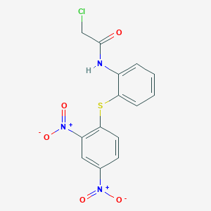 molecular formula C14H10ClN3O5S B11556477 2-chloro-N-{2-[(2,4-dinitrophenyl)sulfanyl]phenyl}acetamide 