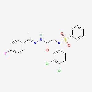 molecular formula C22H18Cl2IN3O3S B11556506 N-(3,4-Dichlorophenyl)-N-({N'-[(1E)-1-(4-iodophenyl)ethylidene]hydrazinecarbonyl}methyl)benzenesulfonamide 