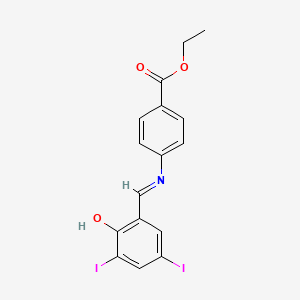 molecular formula C16H13I2NO3 B11556509 ethyl 4-{[(E)-(2-hydroxy-3,5-diiodophenyl)methylidene]amino}benzoate 