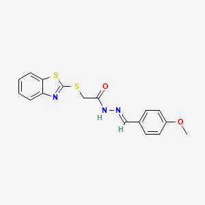 molecular formula C17H15N3O2S2 B11556514 (2-Benzothiazolylthio)acetic acid ((4-methoxyphenyl)methylene)hydrazide CAS No. 94768-90-8