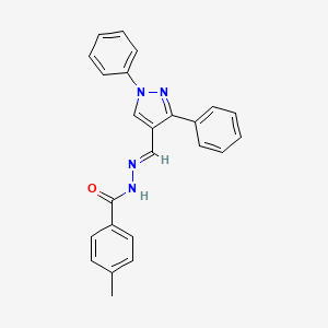 molecular formula C24H20N4O B11556556 N'-[(E)-(1,3-diphenyl-1H-pyrazol-4-yl)methylidene]-4-methylbenzohydrazide 