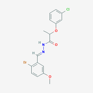 molecular formula C17H16BrClN2O3 B11557045 N'-[(E)-(2-bromo-5-methoxyphenyl)methylidene]-2-(3-chlorophenoxy)propanehydrazide 