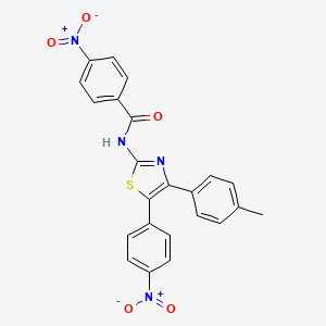 molecular formula C23H16N4O5S B11557410 N-[4-(4-methylphenyl)-5-(4-nitrophenyl)-1,3-thiazol-2-yl]-4-nitrobenzamide 