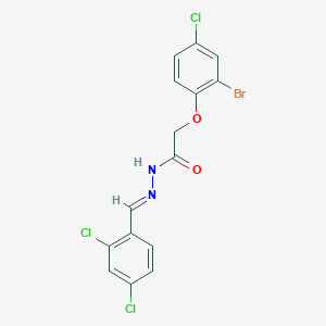 molecular formula C15H10BrCl3N2O2 B11558518 2-(2-bromo-4-chlorophenoxy)-N'-[(E)-(2,4-dichlorophenyl)methylidene]acetohydrazide 