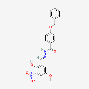 molecular formula C22H19N3O6 B11558717 4-(benzyloxy)-N'-[(E)-(2-hydroxy-5-methoxy-3-nitrophenyl)methylidene]benzohydrazide 