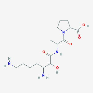 molecular formula C15H28N4O5 B115596 3,7-Diamino-2-hydroxyheptanoyl-alanyl-proline CAS No. 144732-36-5