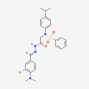 molecular formula C26H29BrN4O3S B11559778 N-({N'-[(E)-[3-Bromo-4-(dimethylamino)phenyl]methylidene]hydrazinecarbonyl}methyl)-N-[4-(propan-2-YL)phenyl]benzenesulfonamide 