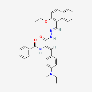 molecular formula C33H34N4O3 B11559955 N-[(1Z)-1-[4-(diethylamino)phenyl]-3-{(2E)-2-[(2-ethoxynaphthalen-1-yl)methylidene]hydrazinyl}-3-oxoprop-1-en-2-yl]benzamide 