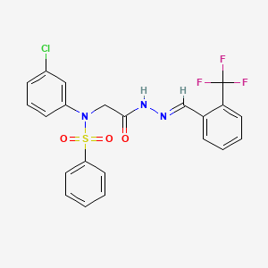 molecular formula C22H17ClF3N3O3S B11560080 N-(3-Chlorophenyl)-N-({N'-[(E)-[2-(trifluoromethyl)phenyl]methylidene]hydrazinecarbonyl}methyl)benzenesulfonamide 