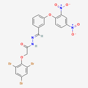 molecular formula C21H13Br3N4O7 B11560209 N'-{(E)-[3-(2,4-dinitrophenoxy)phenyl]methylidene}-2-(2,4,6-tribromophenoxy)acetohydrazide 