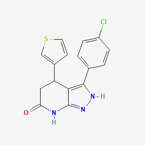 molecular formula C16H12ClN3OS B11560445 3-(4-chlorophenyl)-4-(thiophen-3-yl)-2,4,5,7-tetrahydro-6H-pyrazolo[3,4-b]pyridin-6-one 