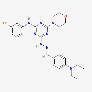 molecular formula C24H29BrN8O B11561082 N-(3-bromophenyl)-4-{(2E)-2-[4-(diethylamino)benzylidene]hydrazinyl}-6-(morpholin-4-yl)-1,3,5-triazin-2-amine 