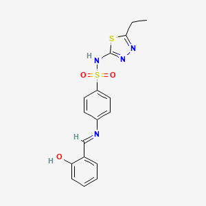 molecular formula C17H16N4O3S2 B11561294 N-(5-ethyl-1,3,4-thiadiazol-2-yl)-4-{[(E)-(2-hydroxyphenyl)methylidene]amino}benzenesulfonamide 