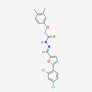 molecular formula C21H18Cl2N2O3 B11561360 N'-[(E)-[5-(2,4-Dichlorophenyl)furan-2-YL]methylidene]-2-(3,4-dimethylphenoxy)acetohydrazide 