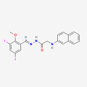 molecular formula C20H17I2N3O2 B11561517 N'-[(E)-(3,5-Diiodo-2-methoxyphenyl)methylidene]-2-[(naphthalen-2-YL)amino]acetohydrazide 