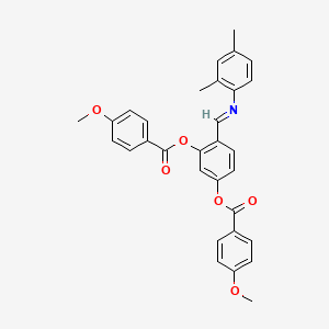 molecular formula C31H27NO6 B11563042 4-{(E)-[(2,4-dimethylphenyl)imino]methyl}benzene-1,3-diyl bis(4-methoxybenzoate) 