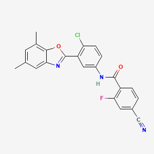 molecular formula C23H15ClFN3O2 B11563087 N-[4-chloro-3-(5,7-dimethyl-1,3-benzoxazol-2-yl)phenyl]-4-cyano-2-fluorobenzamide 