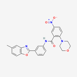 molecular formula C25H22N4O5 B11563147 N-[3-(5-methyl-1,3-benzoxazol-2-yl)phenyl]-2-(morpholin-4-yl)-5-nitrobenzamide 