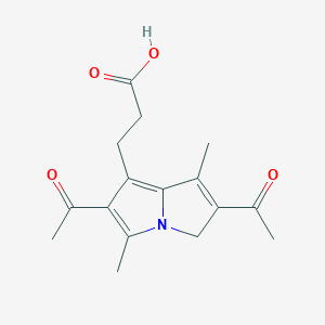 molecular formula C16H19NO4 B115635 2,6-Diacetyl-1,5-dimethyl-7-(2-carboxyethyl)-3H-pyrrolizine CAS No. 153288-96-1