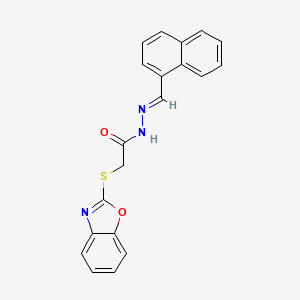molecular formula C20H15N3O2S B11563577 2-(1,3-benzoxazol-2-ylsulfanyl)-N'-[(E)-naphthalen-1-ylmethylidene]acetohydrazide 