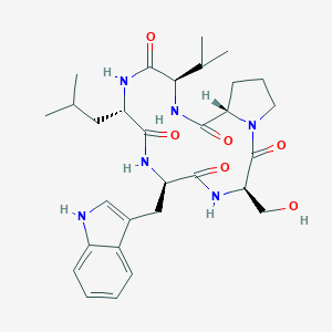 molecular formula C30H42N6O6 B115638 (3R,6R,9S,12R,15S)-3-(hydroxymethyl)-6-(1H-indol-3-ylmethyl)-9-(2-methylpropyl)-12-propan-2-yl-1,4,7,10,13-pentazabicyclo[13.3.0]octadecane-2,5,8,11,14-pentone CAS No. 153982-38-8
