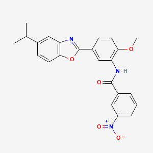 molecular formula C24H21N3O5 B11563930 N-{2-methoxy-5-[5-(propan-2-yl)-1,3-benzoxazol-2-yl]phenyl}-3-nitrobenzamide 