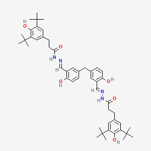 molecular formula C49H64N4O6 B11564943 N',N''-{methanediylbis[(6-hydroxybenzene-3,1-diyl)(E)methylylidene]}bis[3-(3,5-di-tert-butyl-4-hydroxyphenyl)propanehydrazide] 
