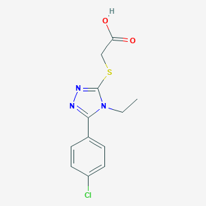 molecular formula C12H12ClN3O2S B115653 2-{[5-(4-chlorophenyl)-4-ethyl-4H-1,2,4-triazol-3-yl]sulfanyl}acetic acid CAS No. 150536-01-9