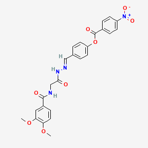 molecular formula C25H22N4O8 B11565611 4-[(E)-({2-[(3,4-Dimethoxyphenyl)formamido]acetamido}imino)methyl]phenyl 4-nitrobenzoate 