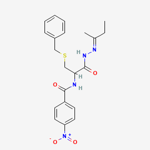 molecular formula C21H24N4O4S B11566798 S-Benzyl-N2-(4-nitrobenzoyl)cysteine N'-(1-methylpropylidene)hydrazone 
