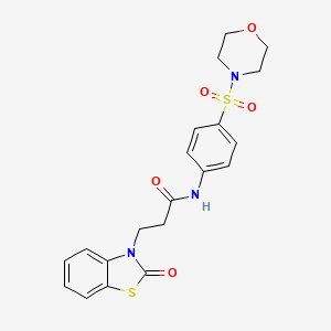 molecular formula C20H21N3O5S2 B11567036 N-[4-(morpholin-4-ylsulfonyl)phenyl]-3-(2-oxo-1,3-benzothiazol-3(2H)-yl)propanamide 
