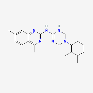 molecular formula C21H30N6 B11567487 N-[5-(2,3-dimethylcyclohexyl)-1,4,5,6-tetrahydro-1,3,5-triazin-2-yl]-4,7-dimethylquinazolin-2-amine 