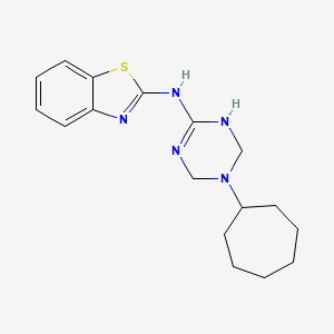 molecular formula C17H23N5S B11567749 N-(5-cycloheptyl-1,4,5,6-tetrahydro-1,3,5-triazin-2-yl)-1,3-benzothiazol-2-amine 