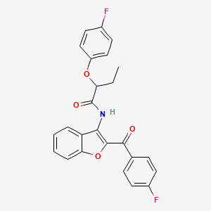 molecular formula C25H19F2NO4 B11567815 N-[2-(4-fluorobenzoyl)-1-benzofuran-3-yl]-2-(4-fluorophenoxy)butanamide 