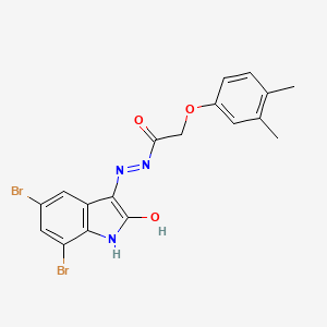 molecular formula C18H15Br2N3O3 B11567840 N'-[(3Z)-5,7-dibromo-2-oxo-1,2-dihydro-3H-indol-3-ylidene]-2-(3,4-dimethylphenoxy)acetohydrazide 