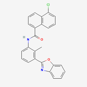 molecular formula C25H17ClN2O2 B11567883 N-[3-(1,3-benzoxazol-2-yl)-2-methylphenyl]-5-chloronaphthalene-1-carboxamide 