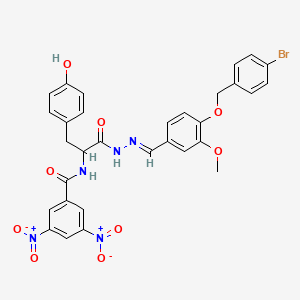 molecular formula C31H26BrN5O9 B11568334 N-(1-{N'-[(E)-{4-[(4-Bromophenyl)methoxy]-3-methoxyphenyl}methylidene]hydrazinecarbonyl}-2-(4-hydroxyphenyl)ethyl)-3,5-dinitrobenzamide 