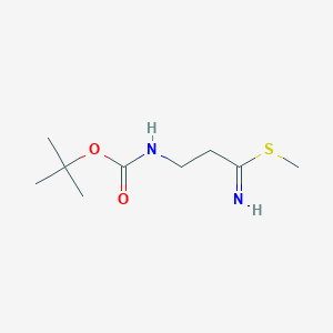 molecular formula C9H18N2O2S B115685 Propanimidothioic acid, 3-[[(1,1-dimethylethoxy)carbonyl]amino]-, methyl ester CAS No. 150671-57-1