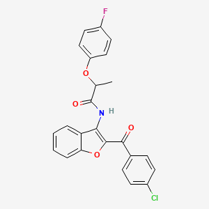 molecular formula C24H17ClFNO4 B11568908 N-[2-(4-chlorobenzoyl)-1-benzofuran-3-yl]-2-(4-fluorophenoxy)propanamide 