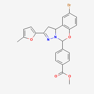 molecular formula C23H19BrN2O4 B11568955 Methyl 4-[9-bromo-2-(5-methyl-2-furyl)-1,10b-dihydropyrazolo[1,5-c][1,3]benzoxazin-5-yl]benzoate 