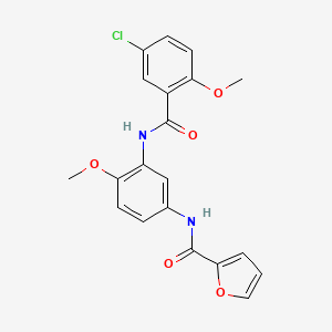 molecular formula C20H17ClN2O5 B11568971 N-(3-{[(5-chloro-2-methoxyphenyl)carbonyl]amino}-4-methoxyphenyl)furan-2-carboxamide 