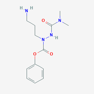 molecular formula C13H20N4O3 B115703 N(alpha)-(N,N-Dimethylcarbamoyl)-alpha-azaornithine phenyl ester CAS No. 142181-97-3