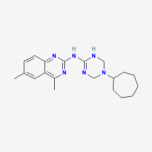 molecular formula C20H28N6 B11570633 N-(5-cycloheptyl-1,4,5,6-tetrahydro-1,3,5-triazin-2-yl)-4,6-dimethylquinazolin-2-amine 