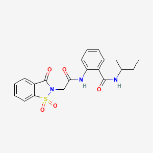 molecular formula C20H21N3O5S B11570667 N-(butan-2-yl)-2-{[(1,1-dioxido-3-oxo-1,2-benzothiazol-2(3H)-yl)acetyl]amino}benzamide 