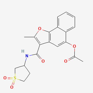 molecular formula C20H19NO6S B11570750 3-[(1,1-Dioxidotetrahydrothiophen-3-yl)carbamoyl]-2-methylnaphtho[1,2-b]furan-5-yl acetate 