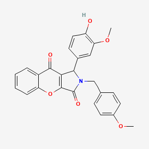molecular formula C26H21NO6 B11570788 1-(4-Hydroxy-3-methoxyphenyl)-2-(4-methoxybenzyl)-1,2-dihydrochromeno[2,3-c]pyrrole-3,9-dione 