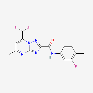 molecular formula C15H12F3N5O B11570902 7-(difluoromethyl)-N-(3-fluoro-4-methylphenyl)-5-methyl[1,2,4]triazolo[1,5-a]pyrimidine-2-carboxamide 