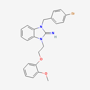 molecular formula C23H22BrN3O2 B11570921 1-(4-bromobenzyl)-3-[2-(2-methoxyphenoxy)ethyl]-1,3-dihydro-2H-benzimidazol-2-imine 